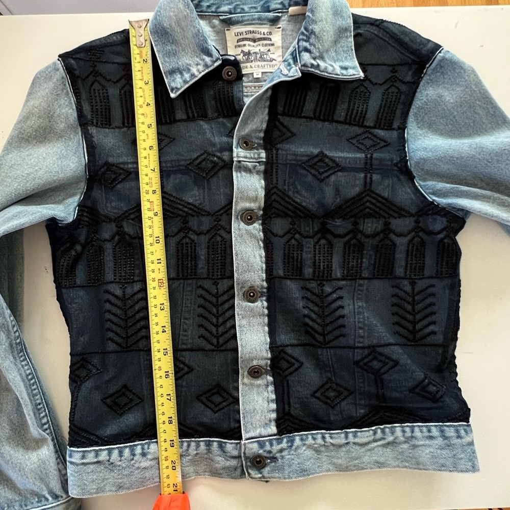 Levi’s Made & Crafted trucker jacket with French tulle lace overlay size medium - Picture 5 of 8